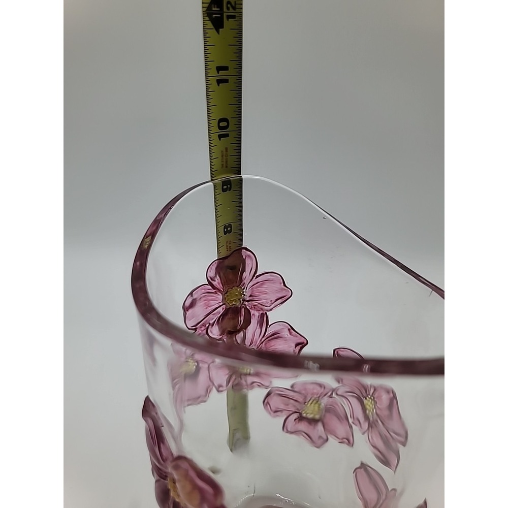 VTG Indiana Lancaster Colony Pink Cranberry Flashed Dogwood Vase Flowers Floral - Picture 6 of 11